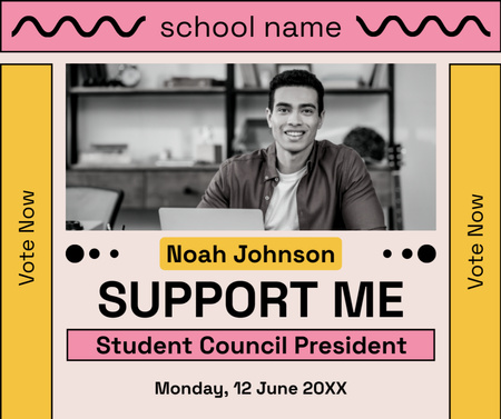Support for Candidate for President of Student Council Facebook Design Template