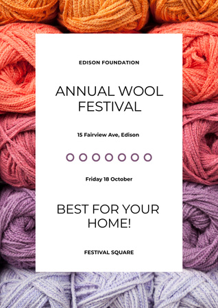 Plantilla de diseño de Festival anual de lana Poster 