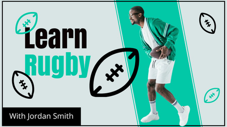 Plantilla de diseño de Rugby Lessons Announcement with Man in Sportswear Youtube Thumbnail 