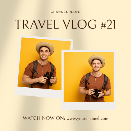 Ontwerpsjabloon van Instagram van Travel Blog Promotion with Handsome Man