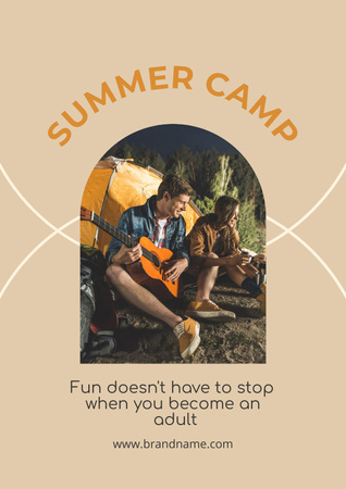 Young Couple at Summer Camp Poster Design Template