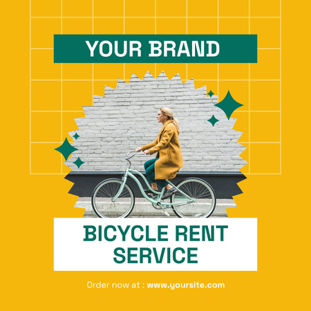 Woman Riding Bicycle in City Instagram Design Template
