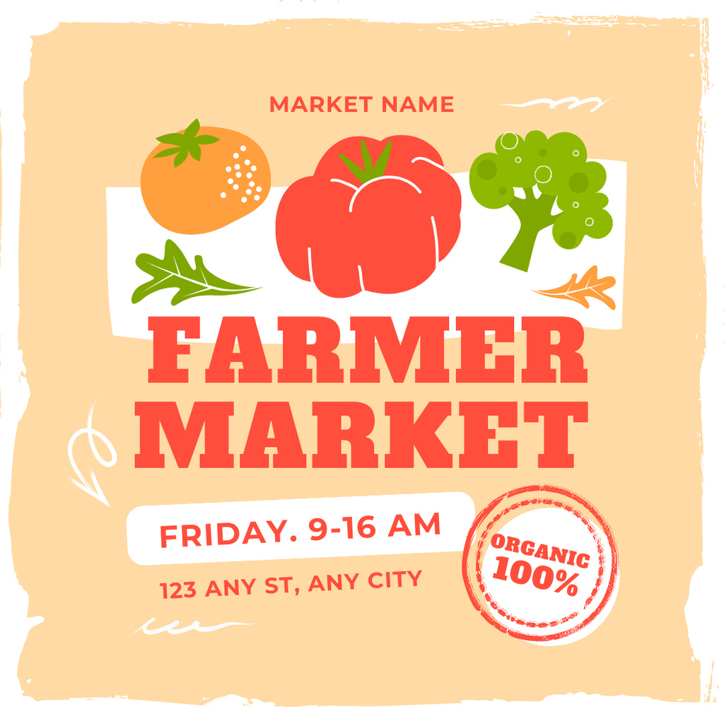 Selling Organic Food at Farmers Market Instagram AD Tasarım Şablonu