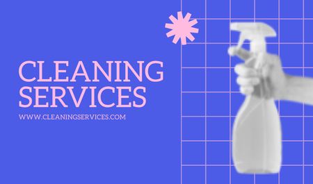 Cleaning Services Ad with Detergent in Hand Business card Tasarım Şablonu
