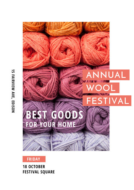 Annual Wool Festival Event Announcement Poster A3デザインテンプレート