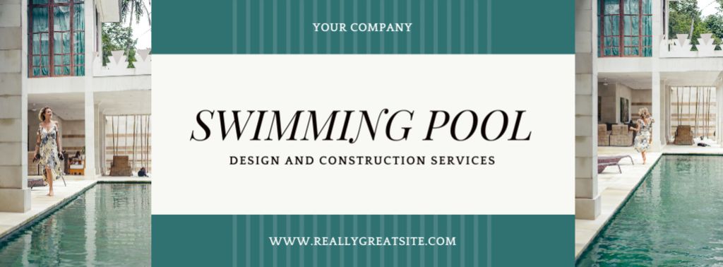 Template di design Design and Construction of Luxury Swimming Pools Facebook cover