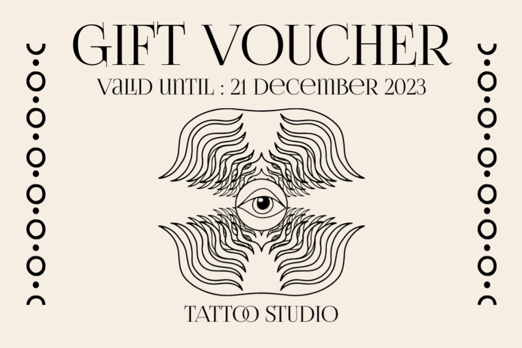 Designvorlage Professional Tattoo Studio Service With Voucher für Gift Certificate