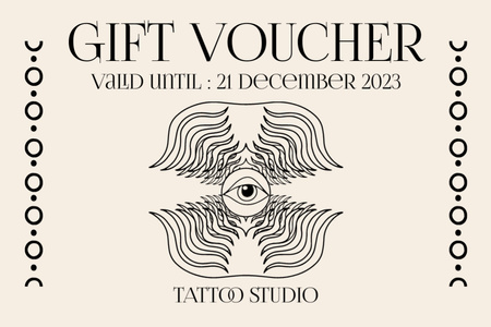 Professional Tattoo Studio Service With Voucher Gift Certificate Design Template