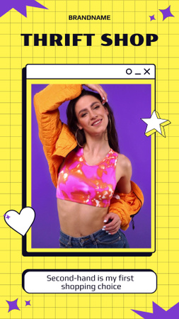 Woman posing for pre-owned clothes store TikTok Video Design Template