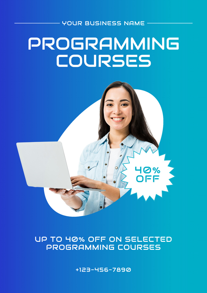 Programming Course with Big Discount Poster Πρότυπο σχεδίασης