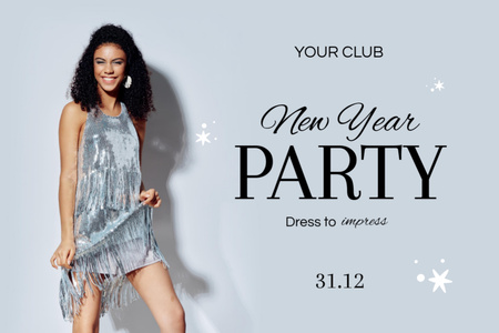 Designvorlage Fashion New Year Party für Flyer 4x6in Horizontal