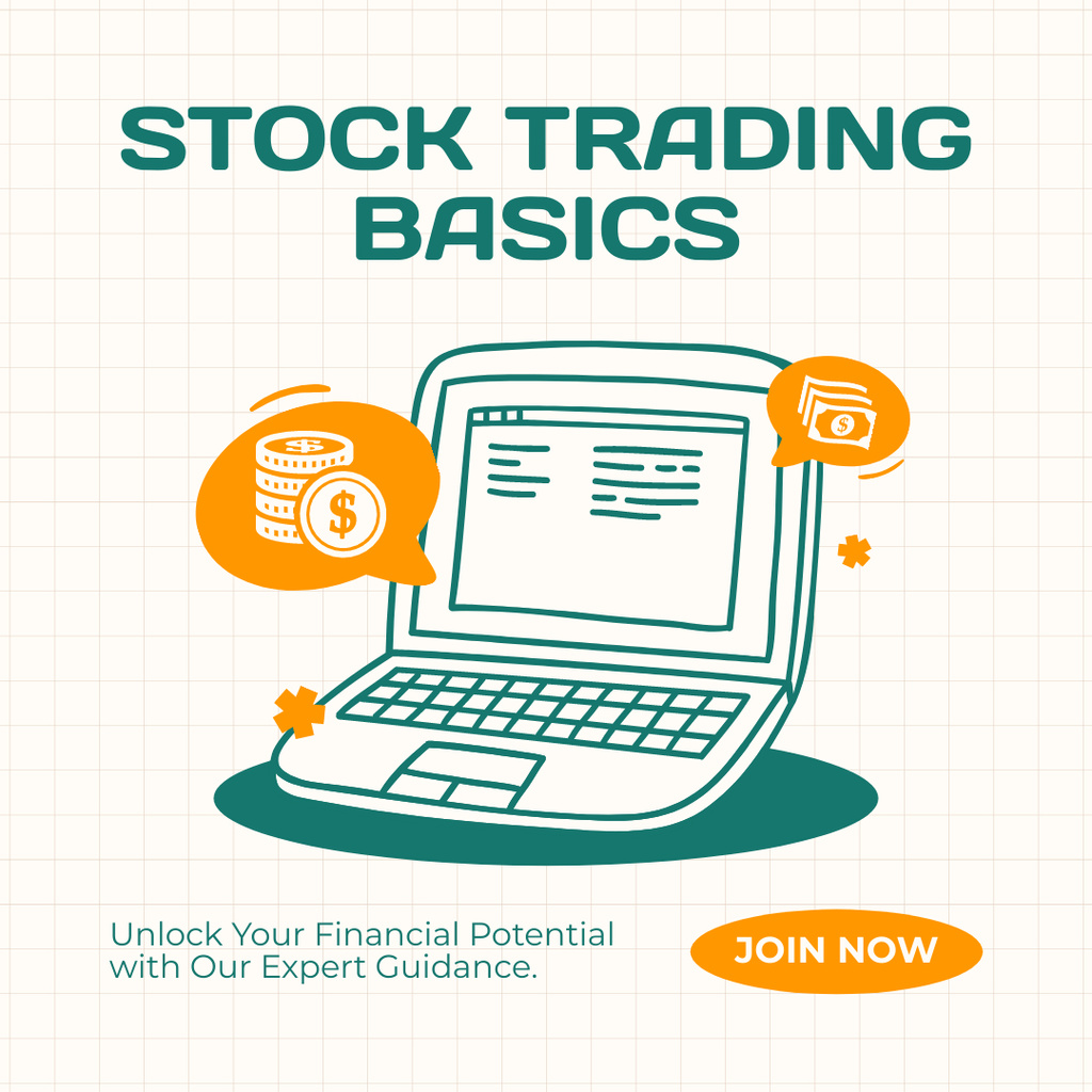 Basic Course on Stock Trading and Financial Potential Development Instagram AD tervezősablon