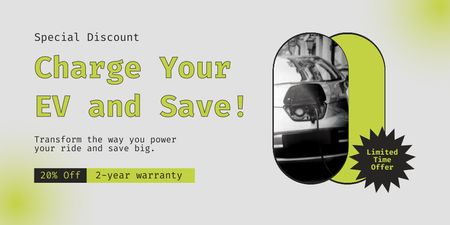 Special Discount on Electric Charging for Cars Twitter Design Template