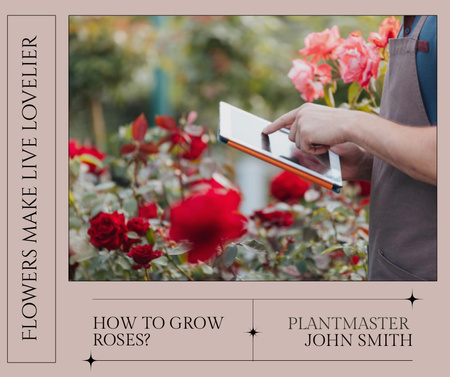 Roses Growing Guide Facebook Šablona návrhu