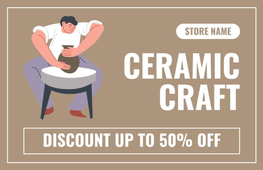 Ceramic Crafted Items Thank You Card 5.5x8.5in – шаблон для дизайну