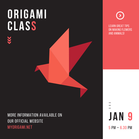 Designvorlage Origami-Klasse mit Papiervogel für Instagram