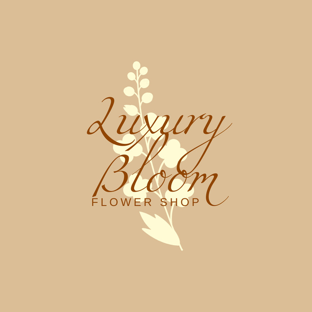 Flower Shop Emblem in Brown Logo Design Template