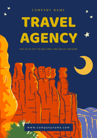 Kanyon Yürüyüş Turunda En İyi Fiyat Poster Tasarım Şablonu