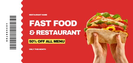 Fast Food Discount Voucher Coupon Din Large Design Template