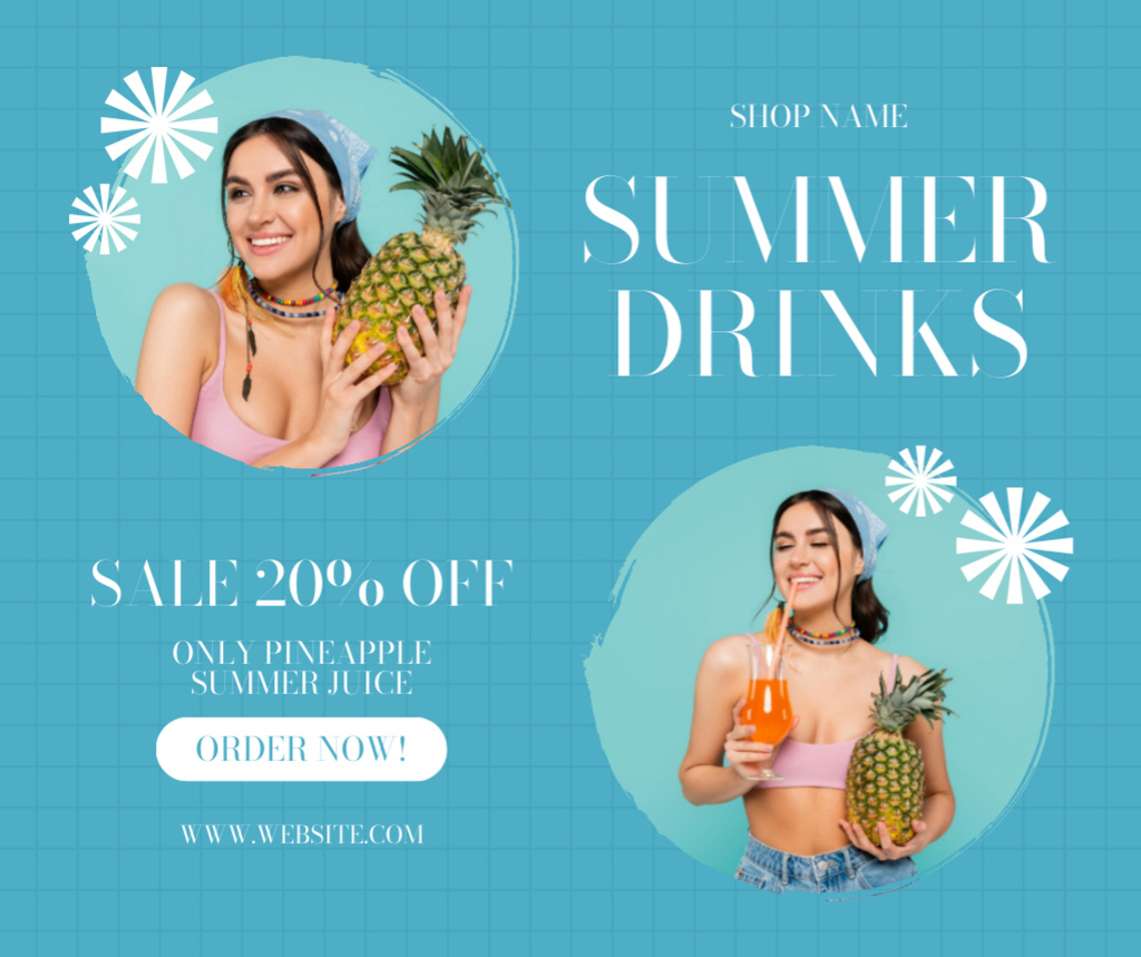 Designvorlage Summer Exotic Drinks für Facebook