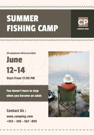 Summer Fishing Camp Ad Poster 28x40in Šablona návrhu