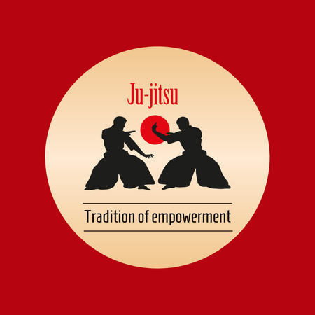 Plantilla de diseño de Promoción del arte tradicional de Jiu-jitsu con lema Animated Logo 