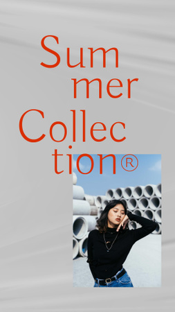 Designvorlage Summer Fashion Collection Announcement with Stylish Girl für Instagram Story