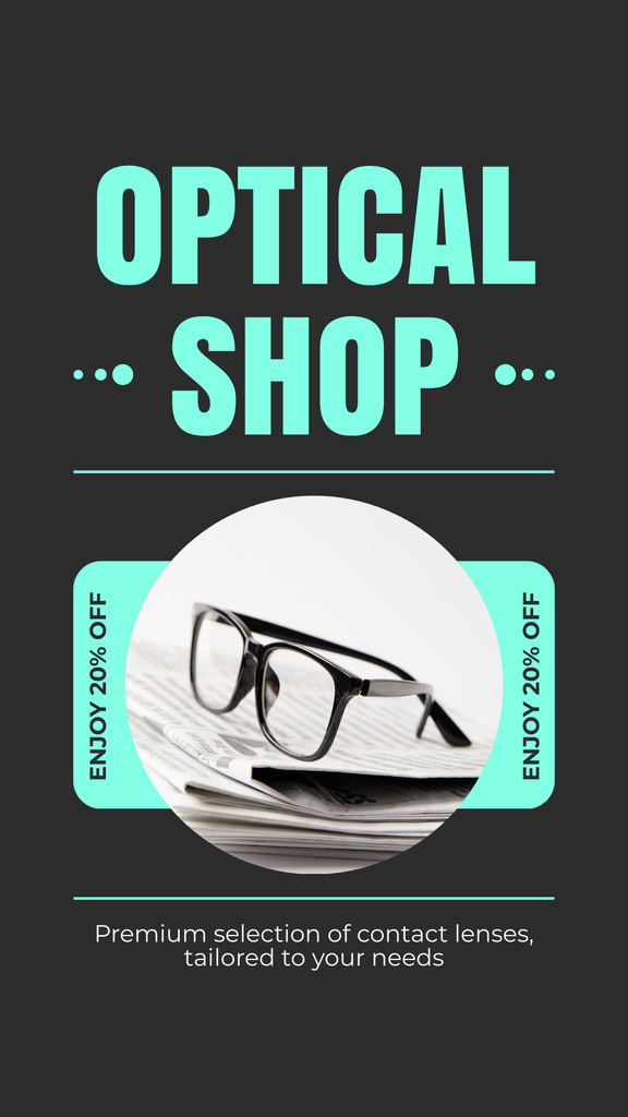 Sale of Glasses with Premium Quality Lenses Instagram Story Πρότυπο σχεδίασης
