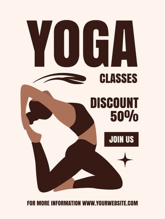 Oferta de estúdio de ioga com desconto em marrom Poster US Modelo de Design