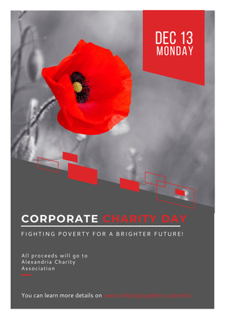Corporate Charity Day In Winter With Poppy Poster Design Template