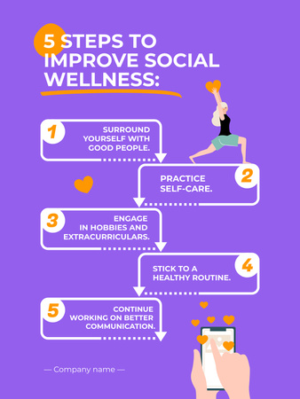 Steps for Improving Social Wellness Poster US Design Template