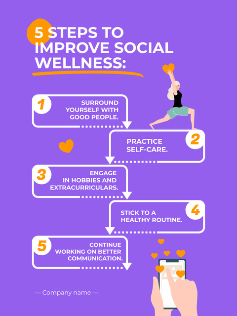 Steps for Improving Social Wellness Poster US – шаблон для дизайна