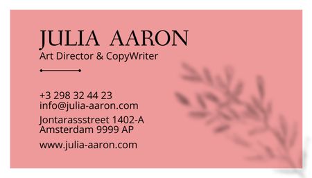 Art Director and Copywriter Contacts Business Card US Design Template