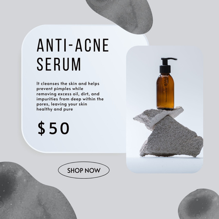 Plantilla de diseño de Sérum antiacné para el cuidado de la piel gris Instagram 