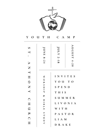 Youth Religion Camp Schedule In White Poster 8.5x11in Šablona návrhu