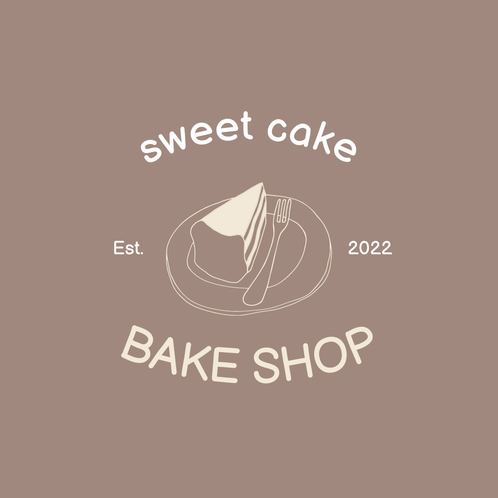 Minimalist Bakery Ad with Doodle Cake Logo Design Template