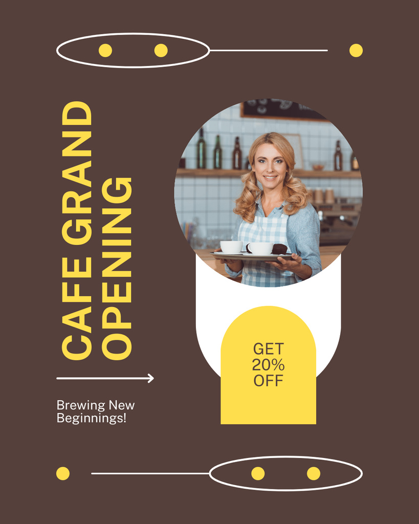 Template di design New Cafe Grand Opening With Discount On Beverages Instagram Post Vertical