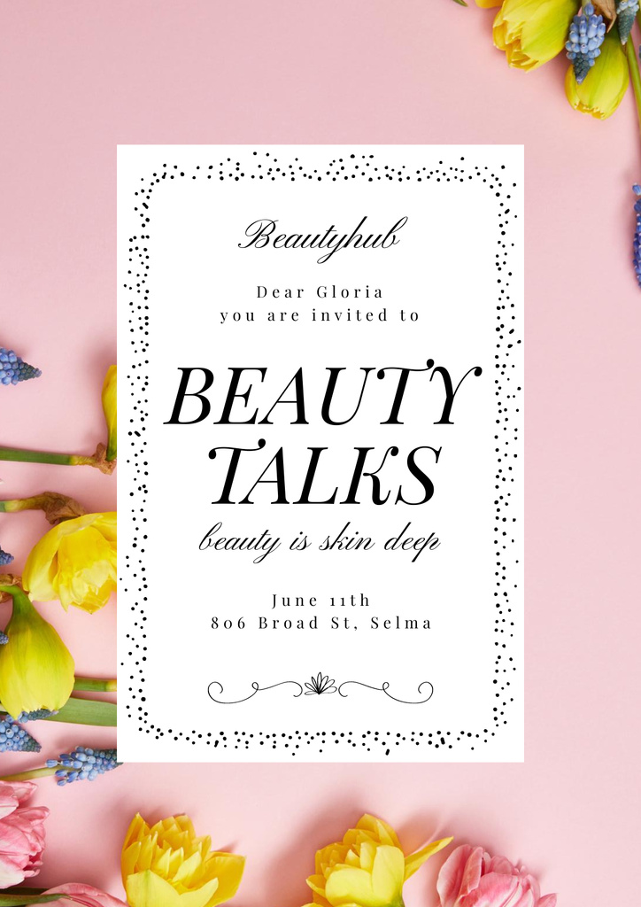 Beauty Event Announcement with Tender Spring Flowers Poster – шаблон для дизайна