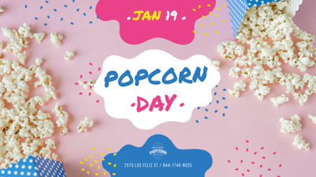 Popcorn Day Celebration Hot Popcorn in Carton FB event cover Design Template