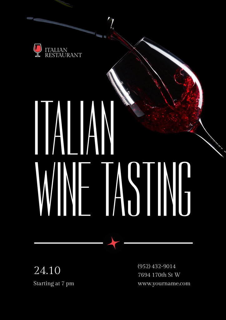 Wine Tasting in Italian Restaurant Poster Design Template