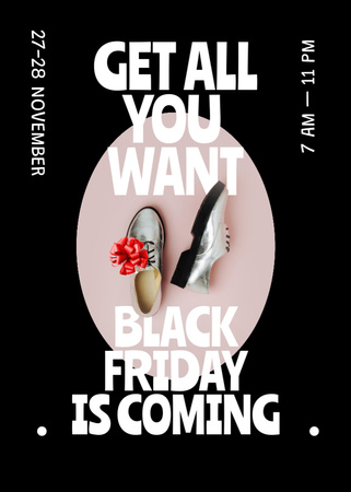 Platilla de diseño Stylish Shoes Sale on Black Friday Flayer