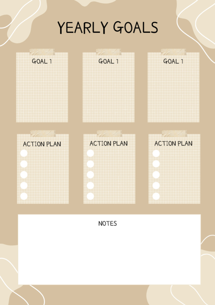 Szablon projektu Yearly Goals List in Beige Schedule Planner