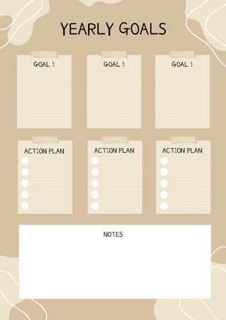 Platilla de diseño Yearly Goals List in Beige Schedule Planner