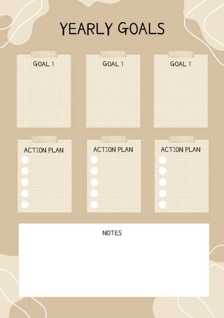 Yearly Goals List in Beige Schedule Planner – шаблон для дизайна