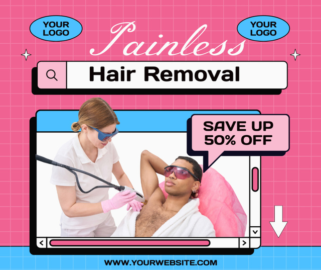 Exclusive Laser Hair Removal Offer for Men Facebook Tasarım Şablonu