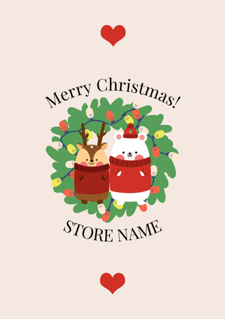Christmas Cheers Promotion with Toys and Wreath Postcard A5 Vertical Design Template