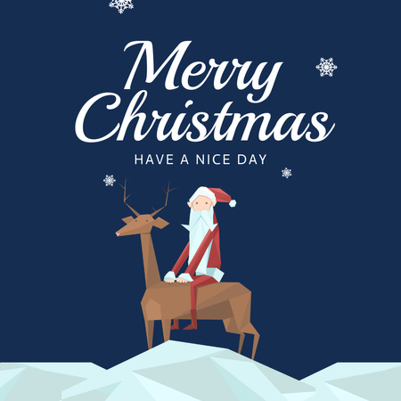 Christmas Greeting with Funny Santa on Deer Instagram Design Template