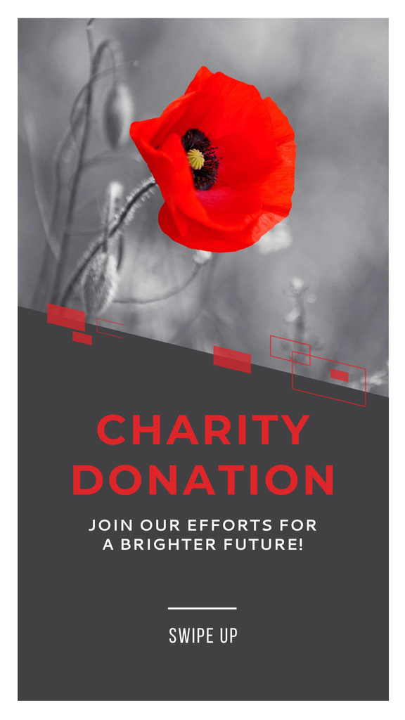 Charity Ad with Red Poppy Illustration Instagram Story Design Template