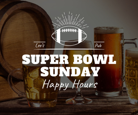 Designvorlage Super Bowl Angebot Bier in Gläsern für Facebook