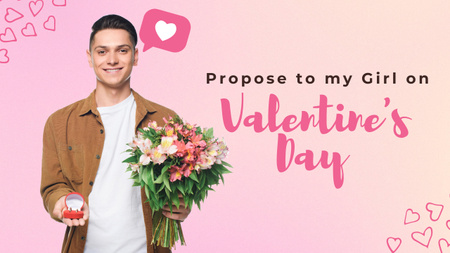 Valentine's Day Proposal with Handsome Young Man Youtube Thumbnail Design Template